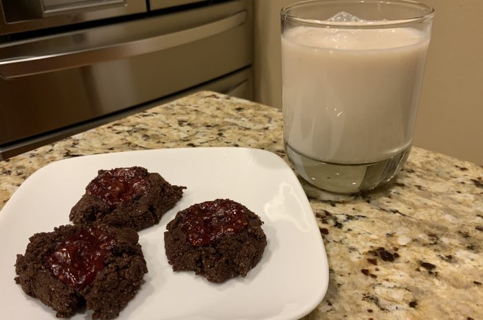 Chocolate Raspberry Thumbprint Almond Cookies
